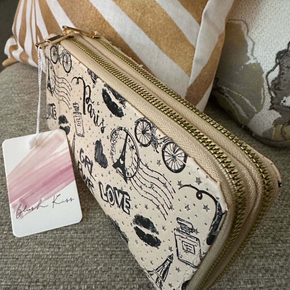 Blush Kiss Chic‎ Parisian  Women's Clutch With Double Zipper Compartments New - Picture 12 of 16